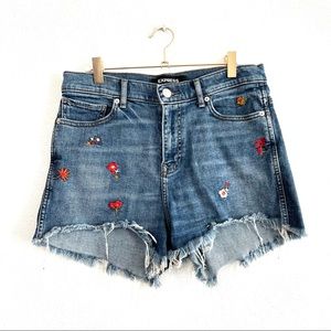 Express Floral Embroidered Midi Shorts